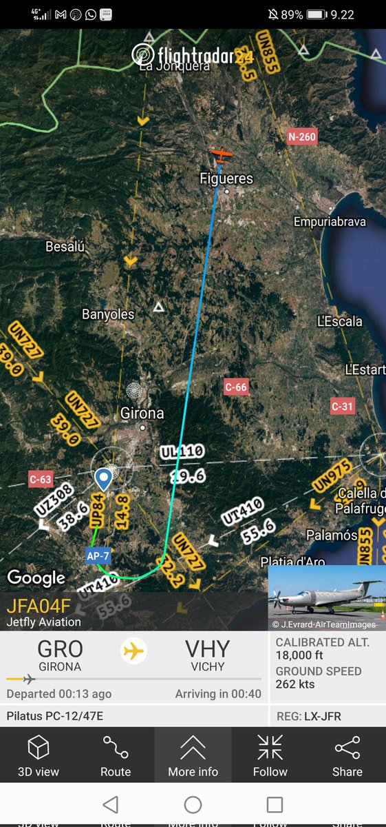 FlyAirMarc's tweet photo. Doncs bé, el seu següent vol ho està fent ara mateix, de Girona #GRO #LEGE a Vichy, França #VHY #LFLV. Apa, vacances de balneari! I això que tenien Caldes de Malavella (Vichy Catalán) al costat 😁
#transitaeri @FlightradarCAT #AvGeek #aviationlovers https://t.co/9Tr7pwkiXR