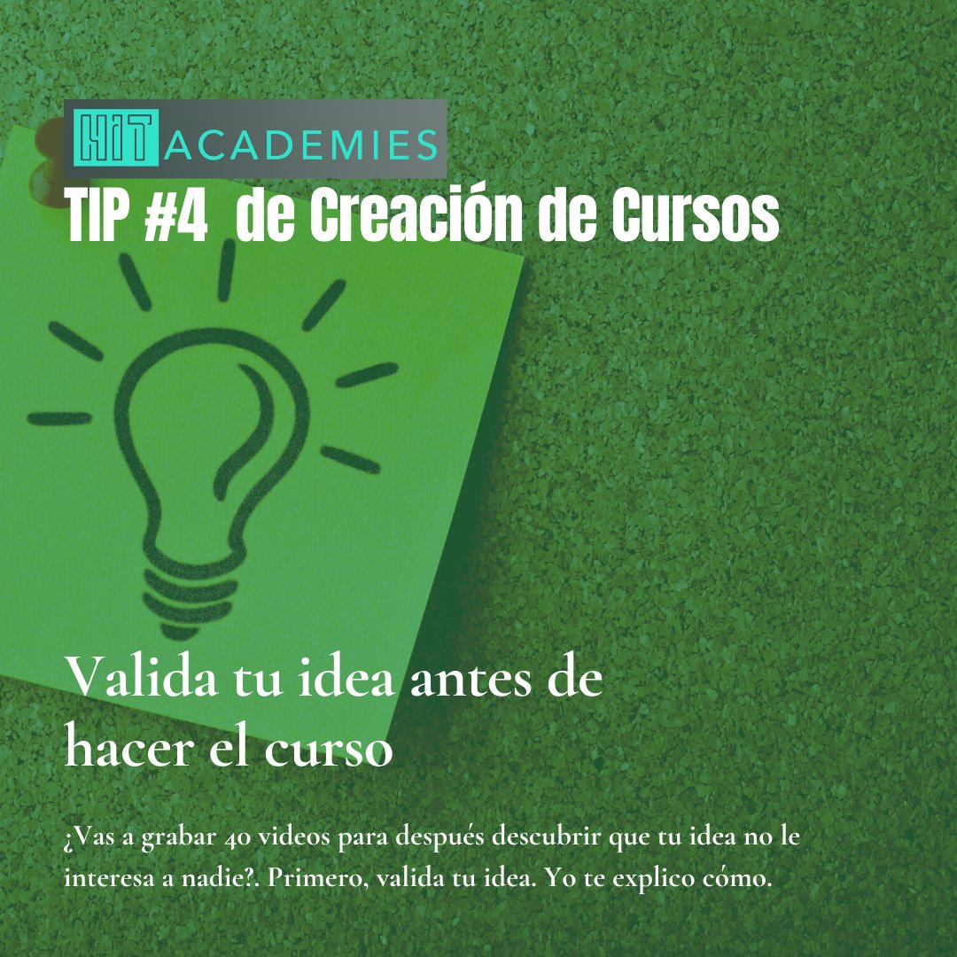 hitacademies's tweet photo. TIP 4. El paso de validar tu idea es vital en cualquier negocio. Ponerse a fabricar algo que no se venderá es una mala idea: perderás tiempo, dinero e ilusión. Primero, debes asegurarte que habrá demanda. Yo te explico cómo.

https://t.co/i8DnBHSQ7Y

 #coaching #elearning https://t.co/UpgYP7YMo6