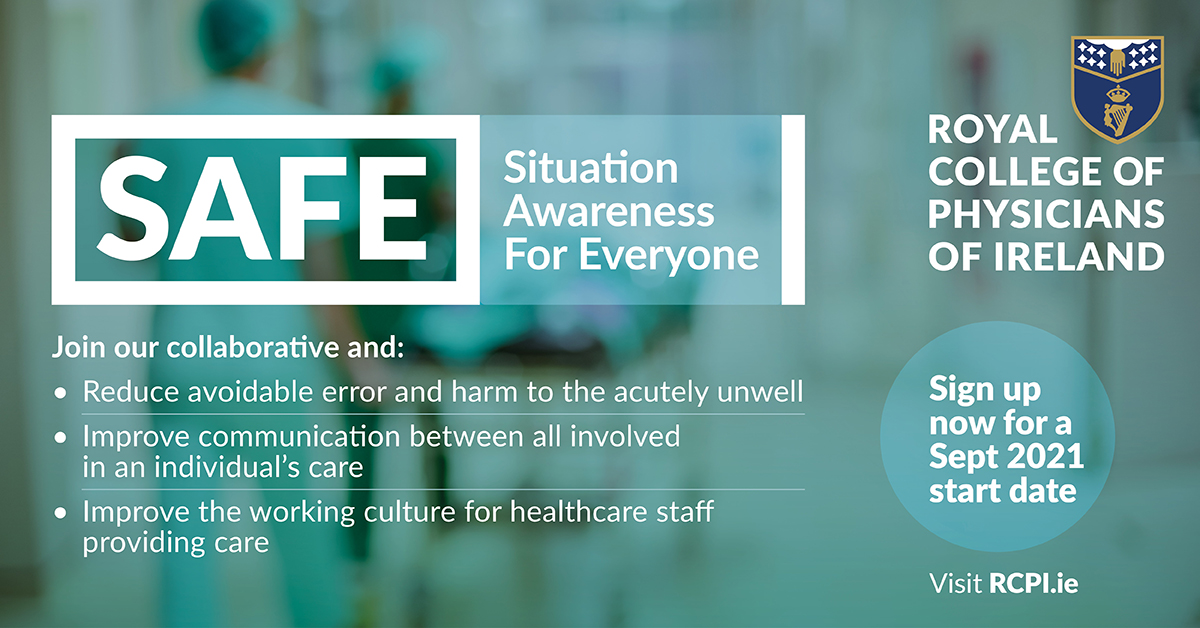 📣 Now booking: Learn a SAFE approach to awareness and safety in hospitals! Register for the fully-funded Situation Awareness For Everyone collaborative and learn how to improve communication, build a safety culture &amp; enhance outcomes for patients. 

▶ rcpi.ie/news/releases/…