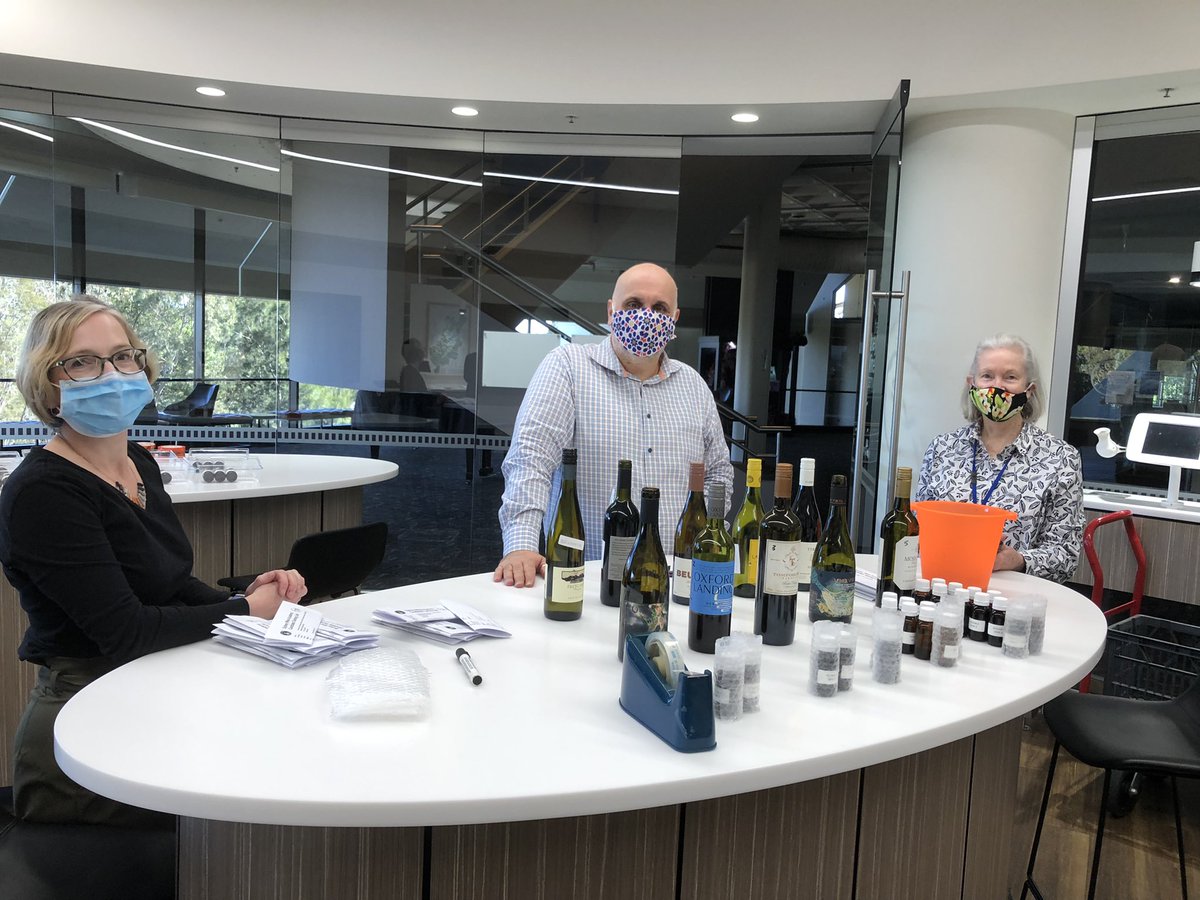Look at our smiling (yes they are smiling!) @sydneywineacademy Teachers as they bottle hundreds of individual wine samples for our students during this Covid Lockdown. All our @wsetglobal  @winescholarguild and Introductory Sommelier courses come with all wine samples included
