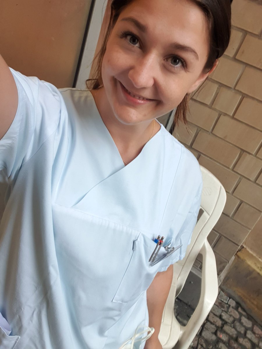 My first day as a nurse intern (we have to do 3 months in Germany for medical school) started with some puke on my shoes. 😂 But so far I'm loving it. 😊