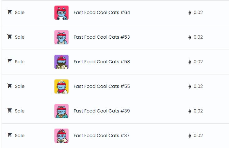 FastFoodCoolCat's tweet photo. 🐱Crazy sales coming in! 🥳🍔🍟

🐱We almost sold out on this serie! 🍟🍔🎉

✅Grab one here : 
https://t.co/uaPdF2NWEr

 #CoolCats #Fastfoodcoolcats #fastfoodpunks #NFT #NFTGiveaway #OpenSeaNFT #cryptopunks #pixelcats #BAYC #Fastfoodpunk #punk #dogecoin #catsday #catstagram https://t.co/HXkQawP4lg