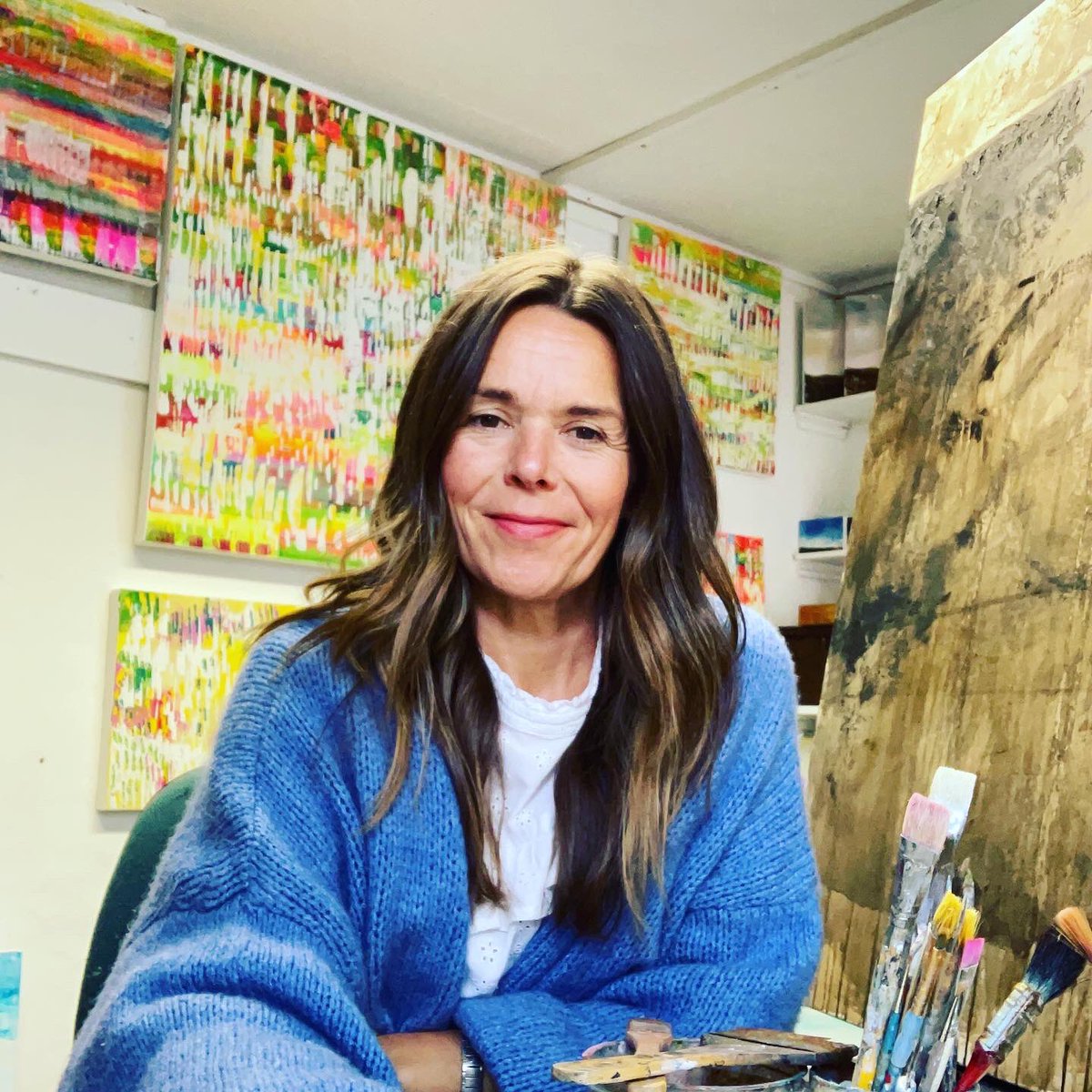 Surrounded by my work ready to welcome visitors to my studio . #art #artist #eastbourne #eastsussex