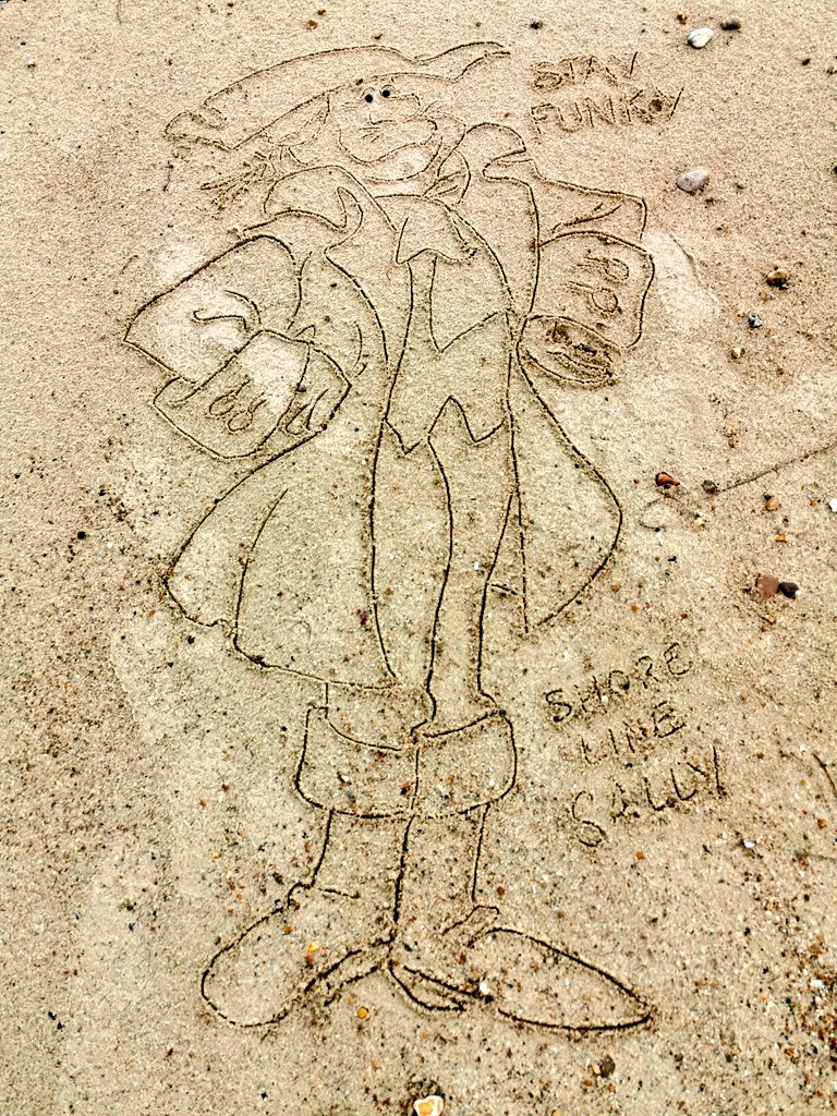 DigiDaughter's tweet photo. Lucky me, I missed all the rain! 😯
Stay Funky 👻 #FunkyPhantom #muddlemore #mudsy #Ghost #patriot #detectivecartoon #hannabarbera 💛 #StaySafe #sanddrawing #beachart 🌊🌊🌊 #Lockdown2021 #morale #VitaminSea #Lockdown2020 #comics #cartoons ✍️ #SandBanksy #shorelinesally No.1083 https://t.co/hM1vOhwoZY