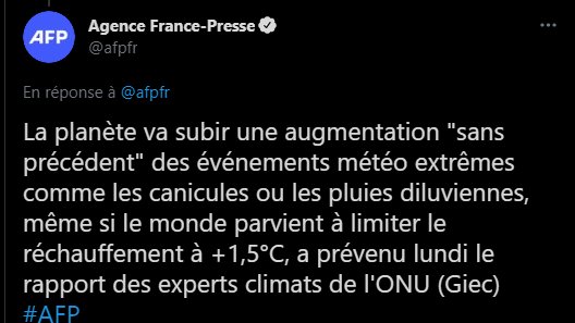 ceciestmontweet's tweet photo. La bonne nouvelle c'est qu'on va bientôt cesser de s'engueuler sur le passe sanitaire, la mauvaise nouvelle c'est que c'est parce qu'on sera tous morts.
#GIEC https://t.co/1p4cmoeoqV