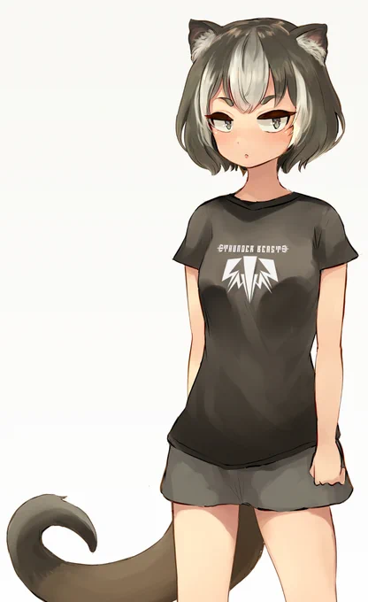 ハクビシンちゃんはシンプルにTシャツだけでもいいかもなあというラフ 