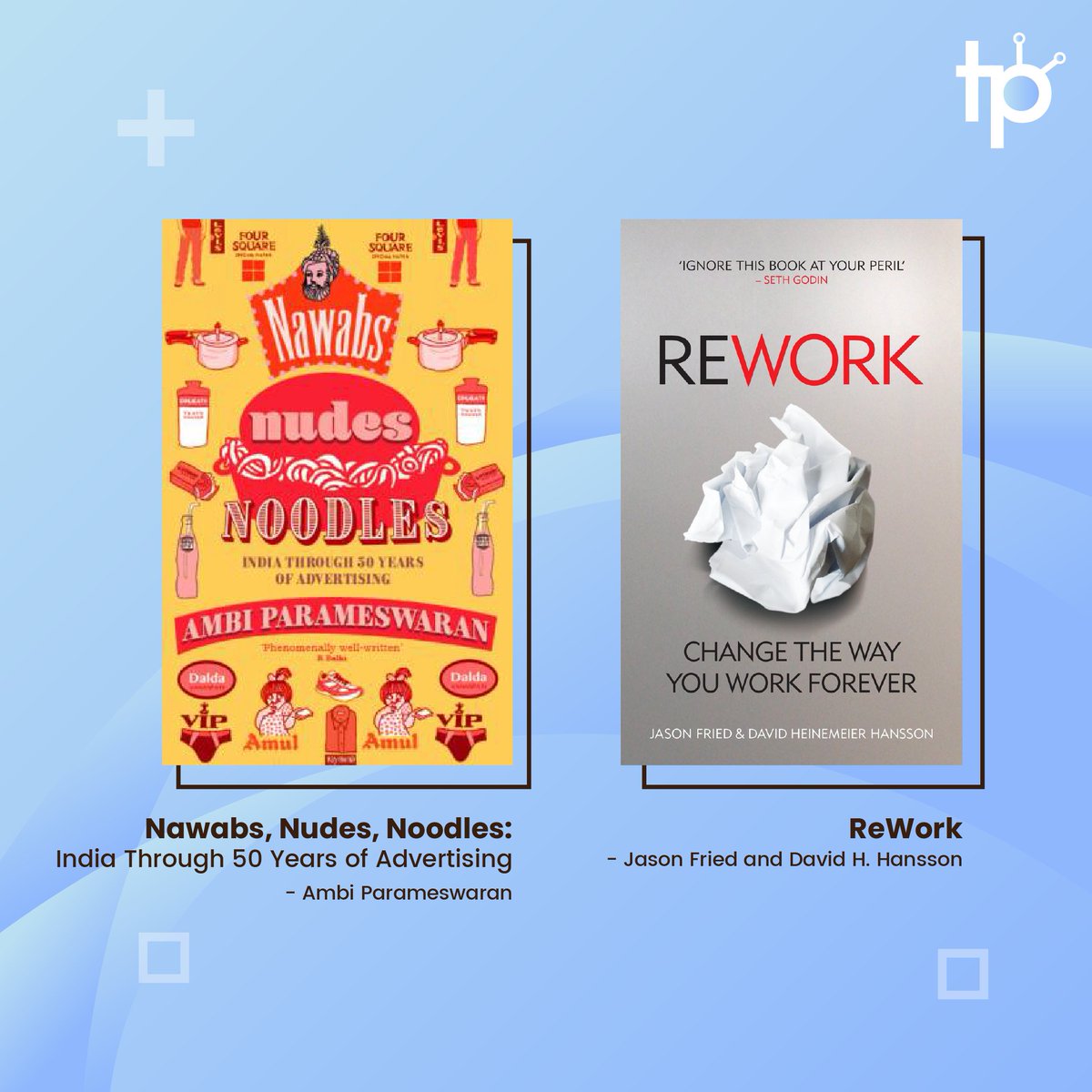 Team_Pumpkin's tweet photo. On #BookLoversDay, we have some recommendations that can help you learn about advertising and marketing! Share some of your favorite titles with us?
#ambiparameswaran #jasonfried #davidhansson #lukesullivan #sambennett #claudehopkins #jamescollins #jerryporras #martyneumeier https://t.co/v73n4wLTwf