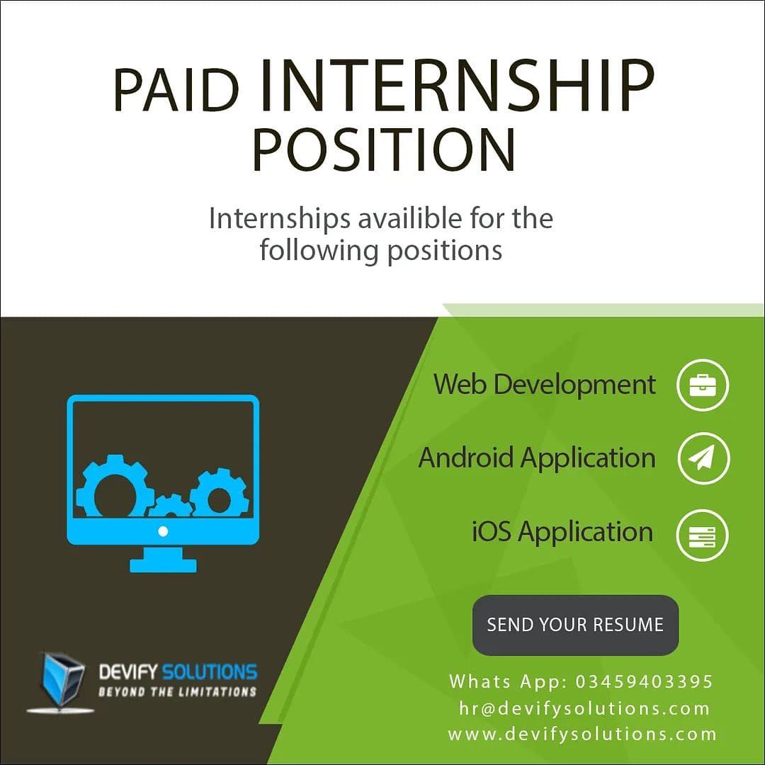 devifysol's tweet photo. Please send your resume at hr@devifysolutions.com or whats app @  +92 315 9403395
Location: Tajbagh scheme Lahore

 #intership #webdevelopment #iosdeveloper #androiddeveloper #Devify_Solutions https://t.co/gls0Lrl3Ip