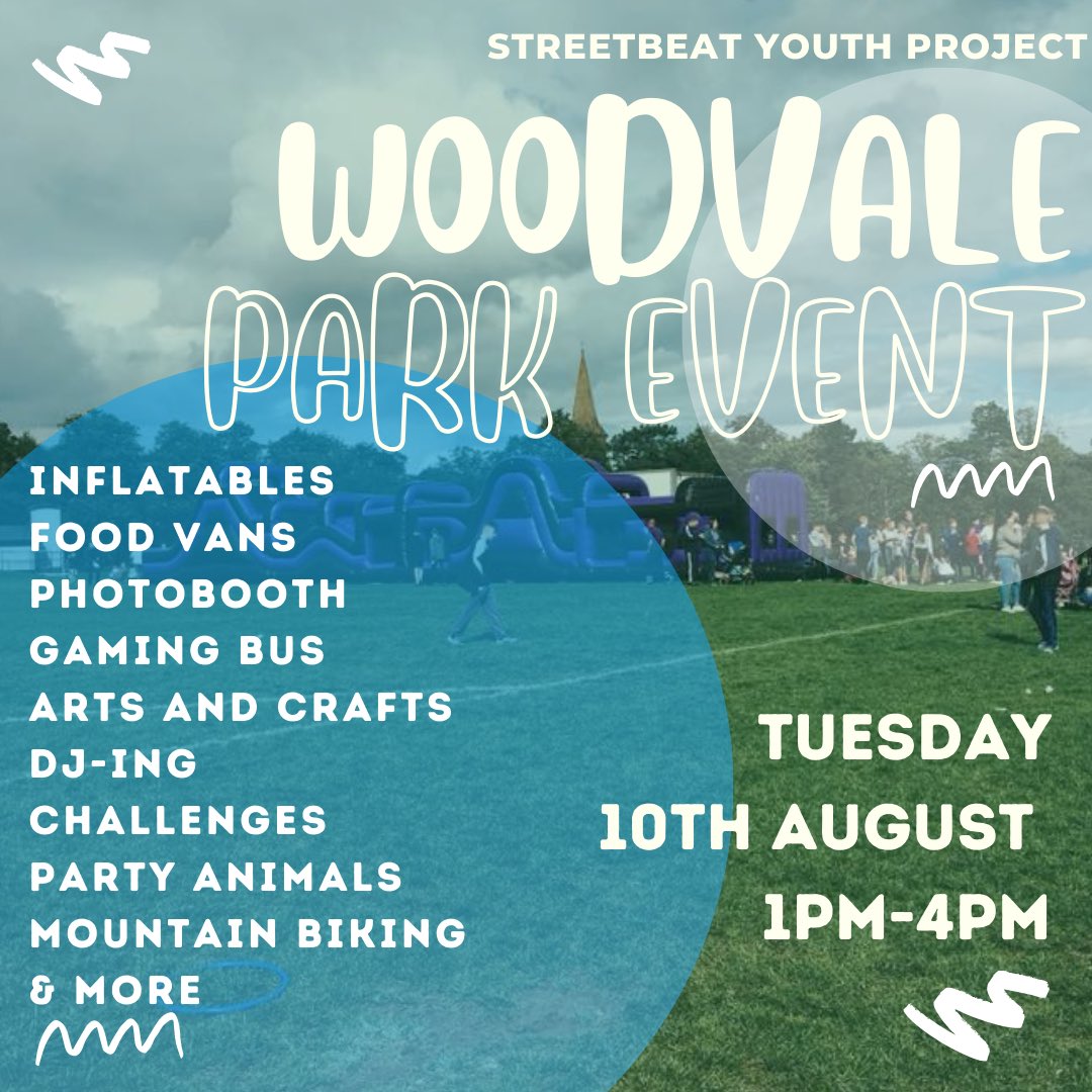 streetbeatyp's tweet photo. It's our Park Event tomorrow!
Woodvale Park, 1pm-4pm. Check out the image for the list of different activities available!
See you then 🙌 https://t.co/1W456TZZgW