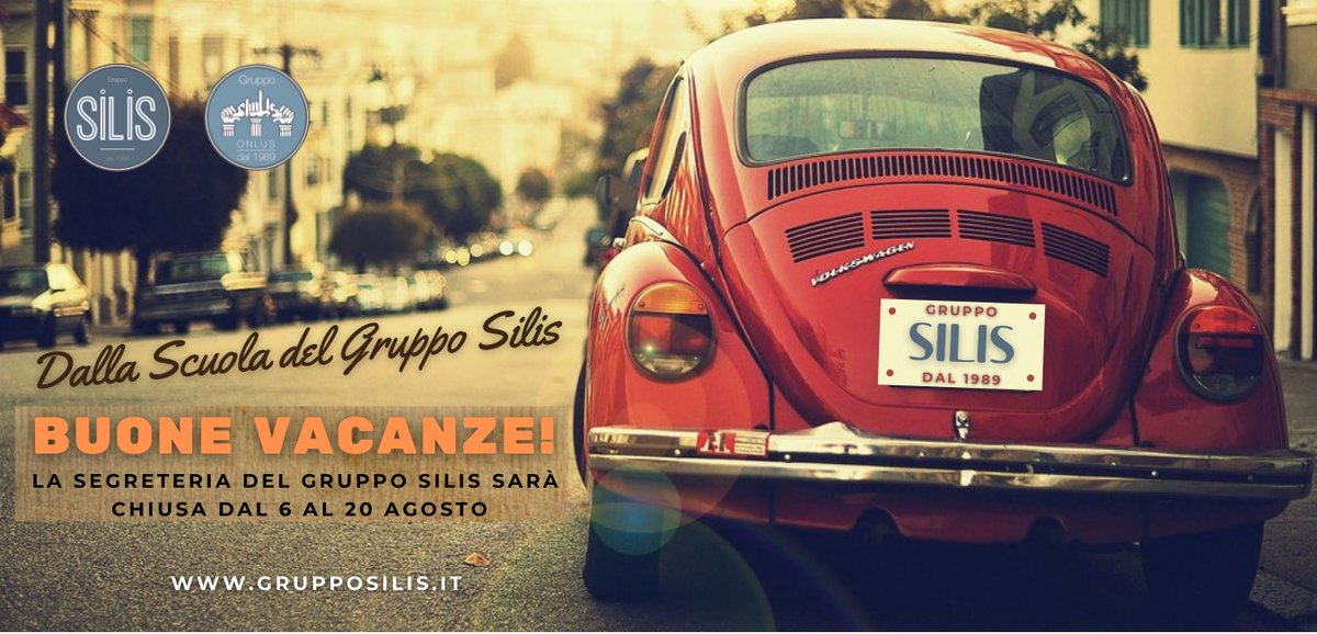 Gruppo_SILIS's tweet photo. ☀️ BUONE VACANZE ☀️ 
La Scuola del Gruppo Silis sarà chiusa dal 6 al 20 Agosto !!!

Vi auguriamo una Buona Estate! 🏝 

@gruppo_silis_onlus 💙 https://t.co/HzCkjbFMKf