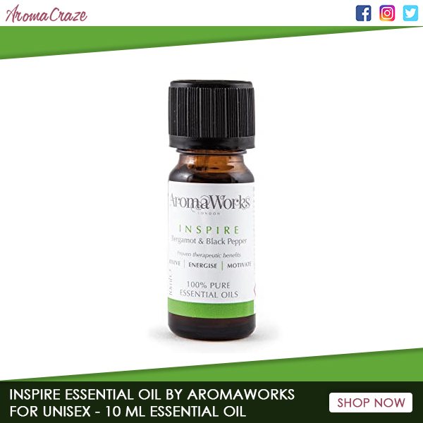 AromaWorks Inspire 100% Pure Essential Oil <a href="/AromaCraze/">AromaCraze.com</a> - Black Pepper, Lime and Bergamot Aromas - Revive, Energize &amp; Motivate 🙋‍♀️
✅ Combat mental fatigue, soothing your mind and calming you. 
🛒SHOP NOW -> aromacraze.com/inspire-essent…