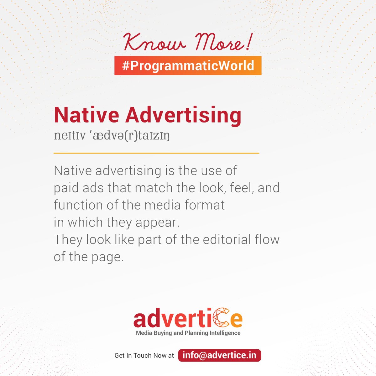 letsadvertice's tweet photo. #Nativeads are often found in social media feeds, or as recommended content on a web page.Unlike display ads or #banner #ads, native ads don't really look like ads.They look like part of the editorial flow of the page.The key to native #advertising is that it is non-disruptive. https://t.co/cYkpY8lwaJ