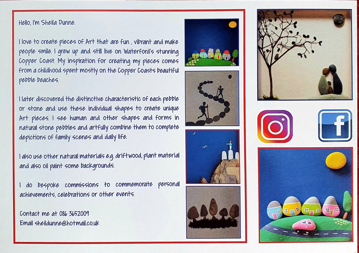 We are delighted to showcase the works of Pebble Moon Art by Sheila Dunne at the Coastguard Cafe for the month of August. 
Come along and enjoy these wonderful uplifting pieces by Sheila - we are open from 10am to 5pm daily :)

#Tramore #PebbleMoonArt #CoastguardCulturalCentre