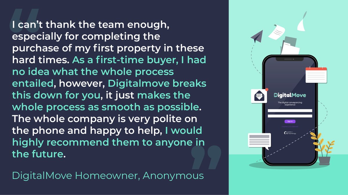 DigitalMoveUK's tweet photo. Let's start the week off right with some glowing feedback from a recent DigitalMove home mover! 

#TransformingTogether #Feedback https://t.co/7USO8olagg