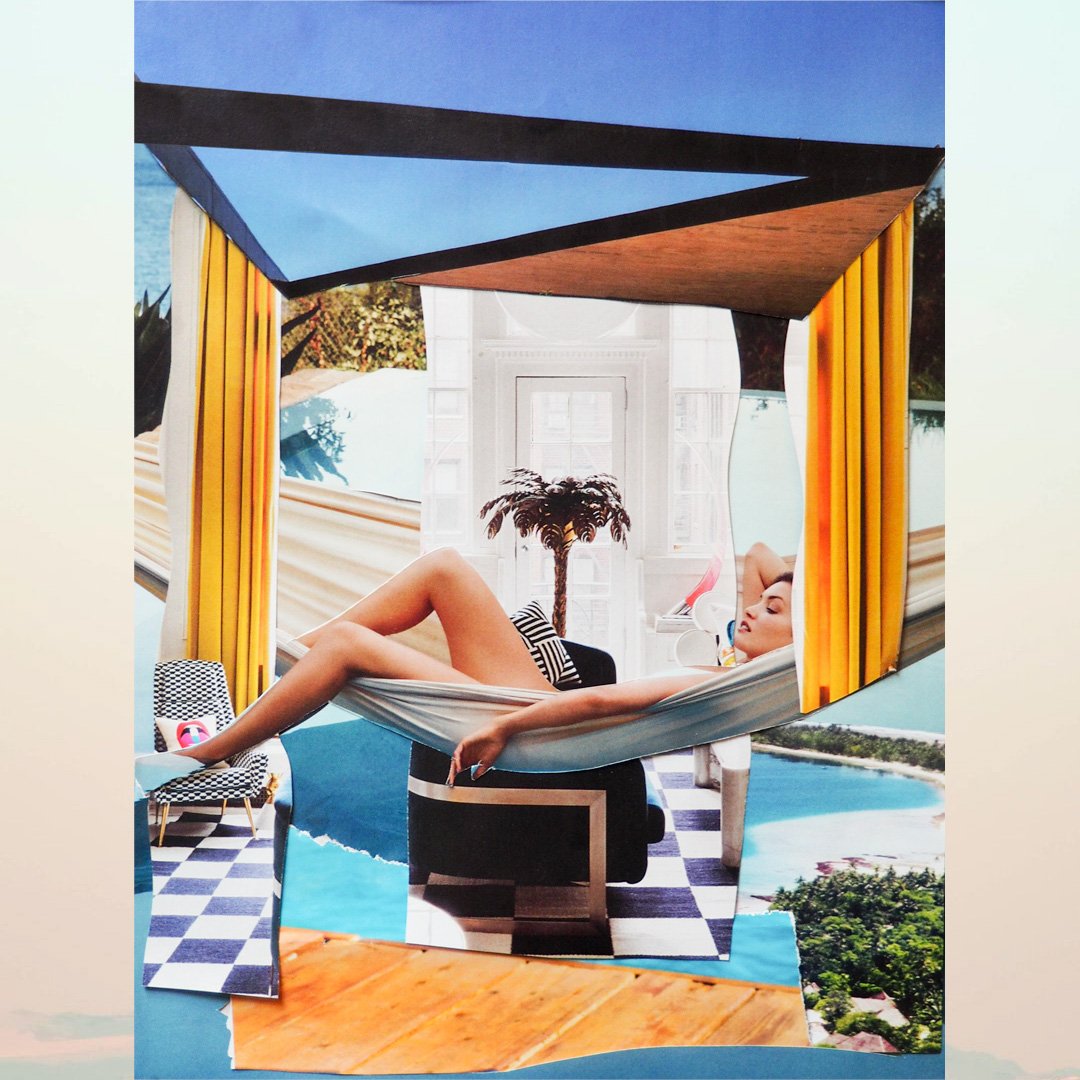 IndiadelaRosee's tweet photo. The Dream House. 
#collage #contemporarycollage #colorfulartwork #artforthehome #prints #collageonpaper #frenchartist #cutandpaste #dreamhouse #architecture #handmadecollage https://t.co/u5fTofBdCB