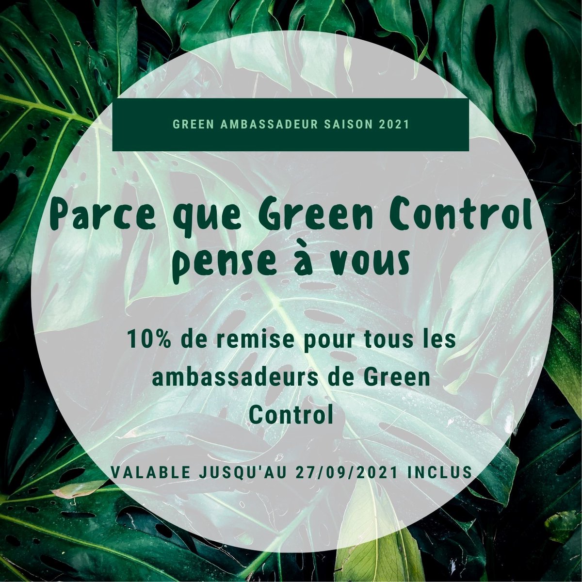GreenControl_'s tweet image. Notre offre Green ambassadeur commence !😀
Bénéficiez de 10% de remise sur nos produits en nous adressant un mail à l’adresse : contact@green-control.fr mentionnant  2 adresses mail de personnes majeures et ayant donné leur accord de votre entourage.