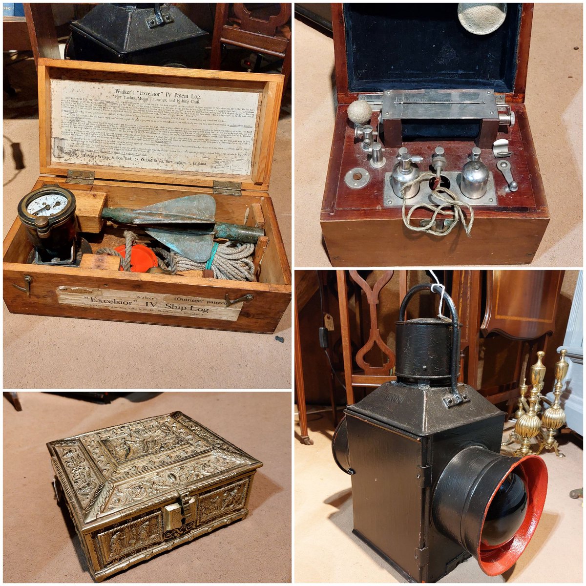 eversleybarn's tweet image. #shipslog #electrotherapymachine #frenchcasket #railwaylantern #eversleybarnantiques #collectables #uniquegifts #antiquegifts #vintagegifts