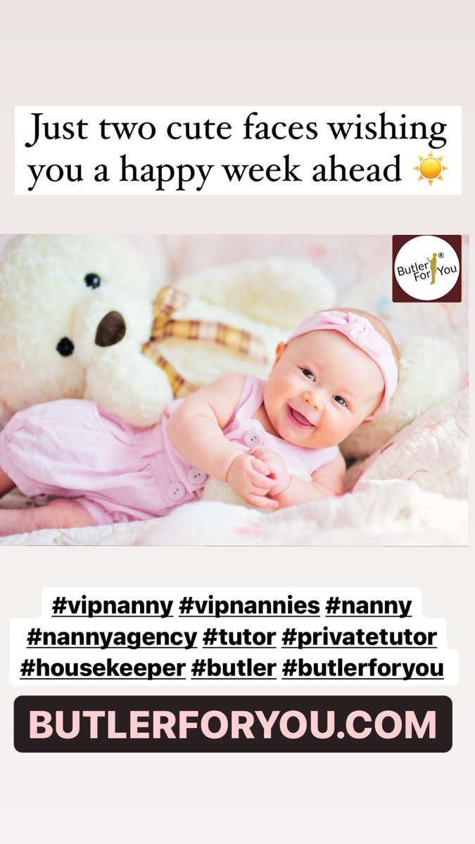 Butler_For_You's tweet photo. Just two cute faces wishing you a happy week ahead ⭐https://t.co/nd0CIKLjVG
.
.
#vipnannies #nanny #nannyagency #tutor #privatetutor #housekeeper #butler #femalebutler #couple #domesticcouple #householdstaff #recruitment #recruiting #householdstaffing #butlerforyou https://t.co/lUWLz8Lq2a