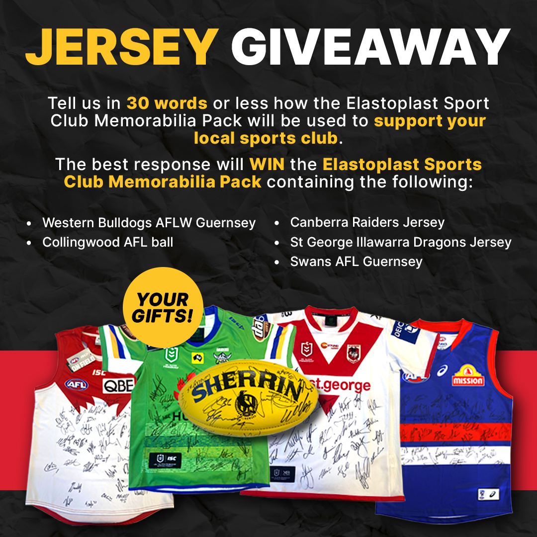 Register NOW for your opportunity to WIN the Elastoplast Sports Club Memorabilia pack. All you have to do is follow the link in our Bio to tell us in 30 words or less how your local sports club will put it to use! 

Visit bit.ly/3zRC4o1 to register.
T/C's apply.