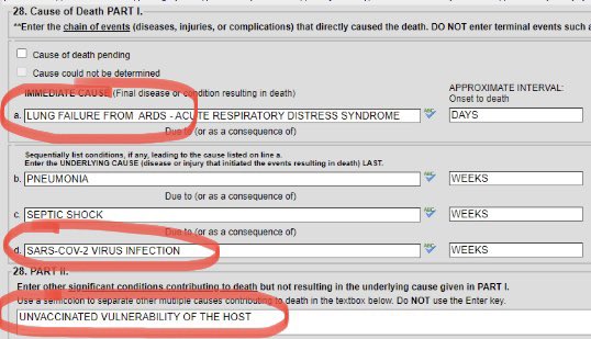 WesElyMD's tweet image. Death Certificates: #DeltaVariant
 
I think I’m having some type of mental health injury (🧵👇) as I sign the causes of death for my #COVID pts every day.

“Unvaccinated vulnerability…”

With every lost person, a piece of me is lost, too. 

Thoughts on Mandatory #Vaccination?