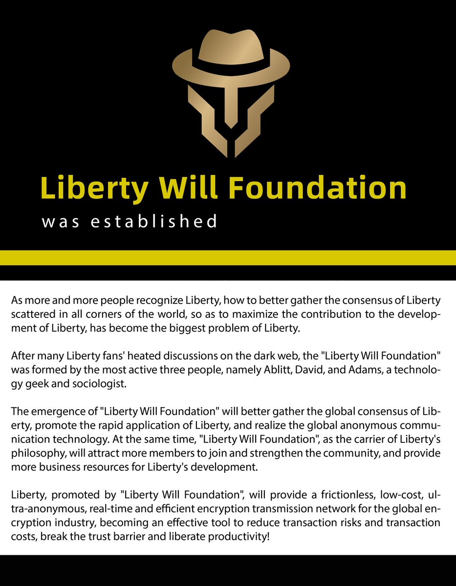 "Liberty Will Foundation" was established#BinanceSmartChain #BNB #Blockchain #Filecoin #CHIA #BTC