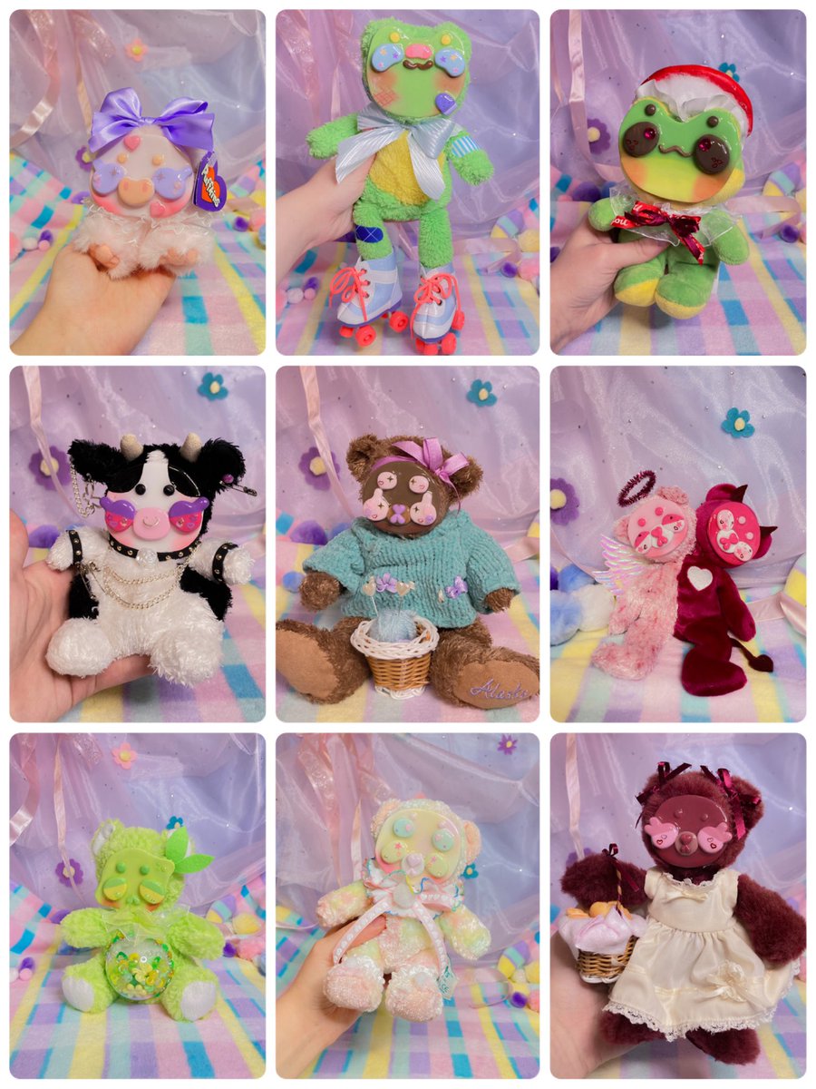 LazySpaceArtist's tweet image. Here is my spring farm collection I had before we moved back to Montanan for the summer! I worked my butt off and made soooo many! Still my Biggest collection so far. 😳 #clayfaceplush #clayface #artdoll #kawaiiart #artist #clayfacestuffedanimal #clayfaceplushie