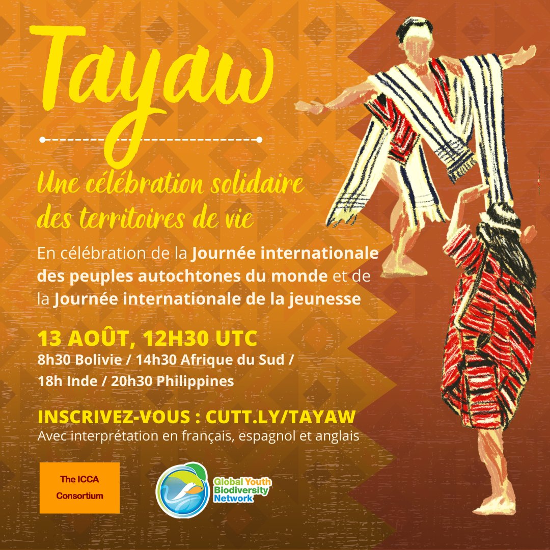 GYBN_CBD's tweet photo. Celebrate with GYBN and  @ICCAConsortium the International Day of the World's Indigenous People's &amp; International Youth Day

Event available in English, Español &amp; Français 

13 August  
12:30 UTC
Register➡️ https://t.co/yp8cs4GRSk

#YouthDay #IndigenousPeoplesDay #StopTheSame https://t.co/7XCAdwSIzS