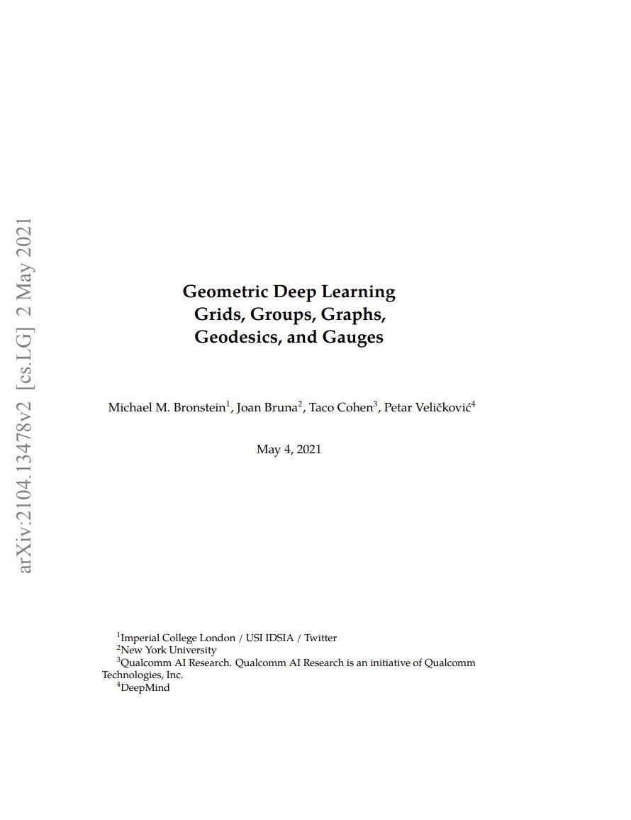 Montreal_AI's tweet image. Geometric Deep Learning: Grids, Groups, Graphs, Geodesics, and Gauges
Bronstein et al.: arxiv.org/abs/2104.13478
#GeometricDeepLearning #Graphs #DeepLearning