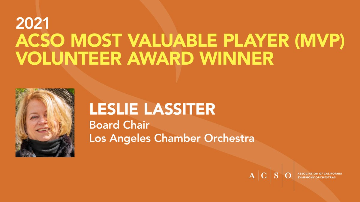 Thrilled for our wonderful Board Chair, Leslie Lassiter, on her <a href="/ACSOtweets/">Assn of CA Symphony</a> #MVP #Volunteer Award! Leslie is not only an absolute asset to #LACO's operations, but she is a remarkable person to boot! Congratulations, Leslie!