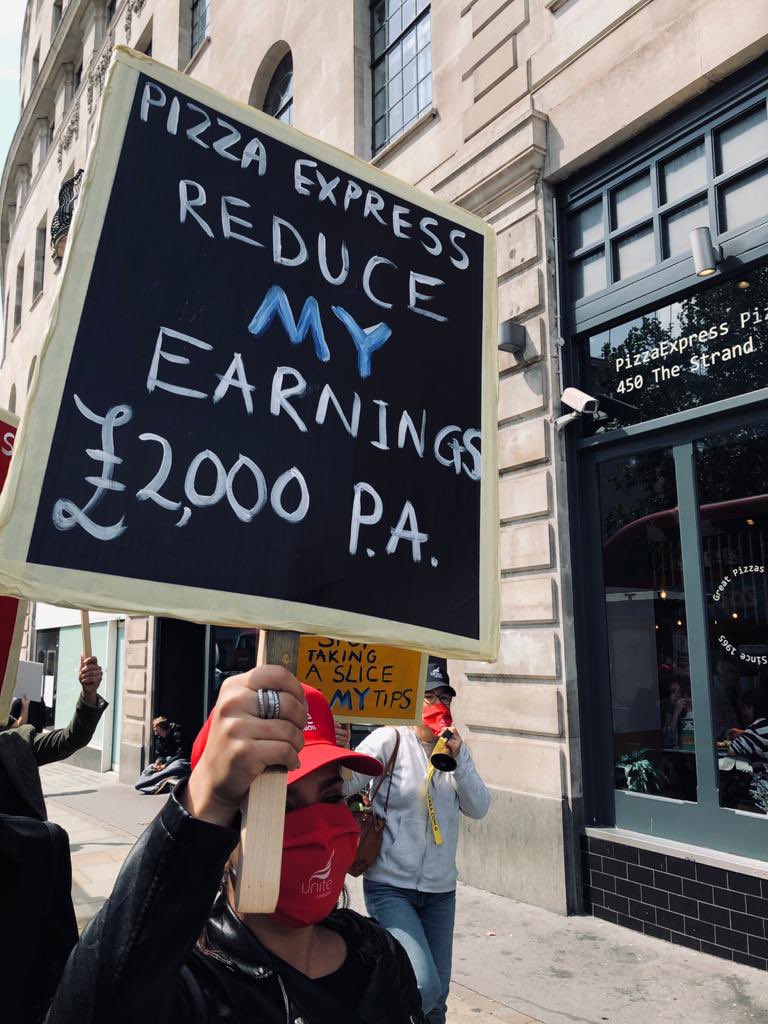 Dear @pizzaexpress - today we took action outside your flagships in #London with massive support from customers. 

Unless #FairTips are distributed proportionate to the whole workforce, we will be escalating our action across the UK.