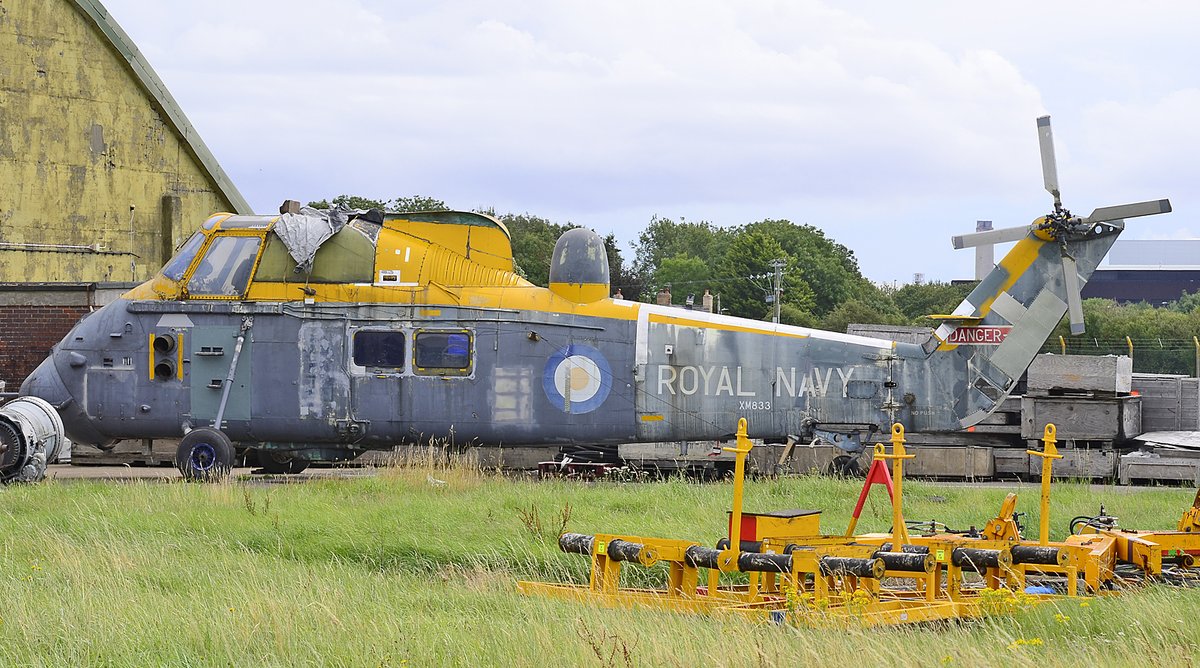 Today a team of very muscular volunteers pulled our long term SWAM resident Wessex HAS.3 XM833 out of the restoration hangar. It'll be rubbed down outside before going back in the hangar where it will then receive a nice new coat of paint ....Go "Team Wessex"
