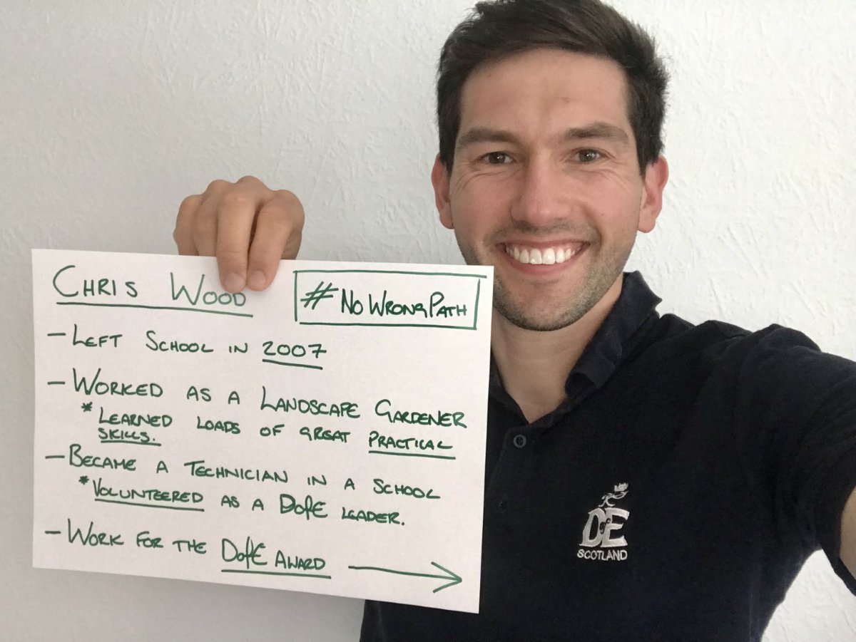Operations Officer Chris @DofEChrisOO left school and became a landscape gardener. Then as a school technician he started volunteering as a @DofE Leader. Now Chris works across Scotland as part our team to ensure young people from all walks of life can do their DofE #NoWrongPath