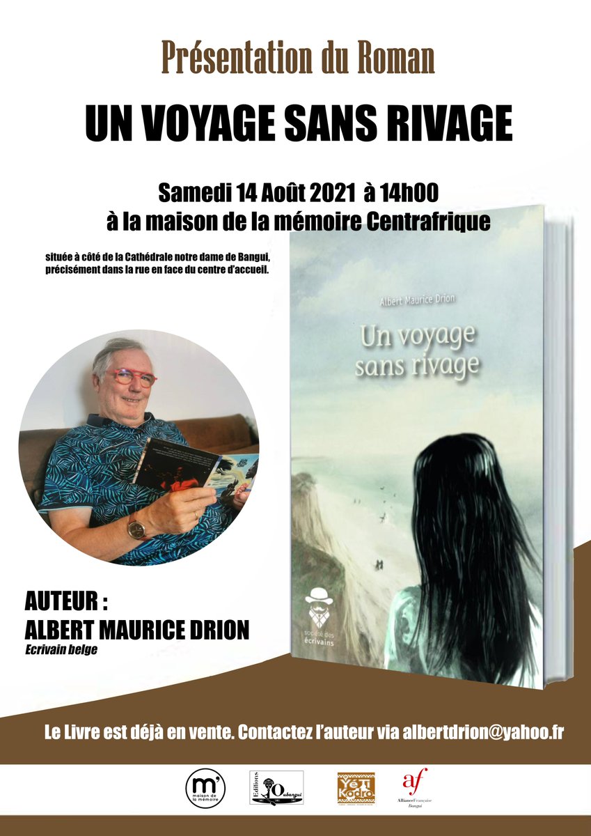 Chers amoureux du livre et de la lecture,
Vous êtes cordialement invités ce samedi 14 août 2021 à 14h00 à la maison de la mémoire Centrafrique. Elle est située à côté de la Cathédrale Notre Dame de Bangui, précisément dans la rue en face du centre d’accueil. Passons le message.