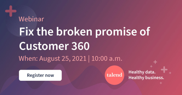 Sales20Leader's tweet photo. Learn how to get the most out of Customer 360 with @Talend as your partner for overcoming bad customer #data. You’ll learn tips to ensuring #dataquality with preemptive measures and more. Register now. #TalendDataHealth #datahealth https://t.co/2XxEZPmLUk https://t.co/8tm57Vjwvr