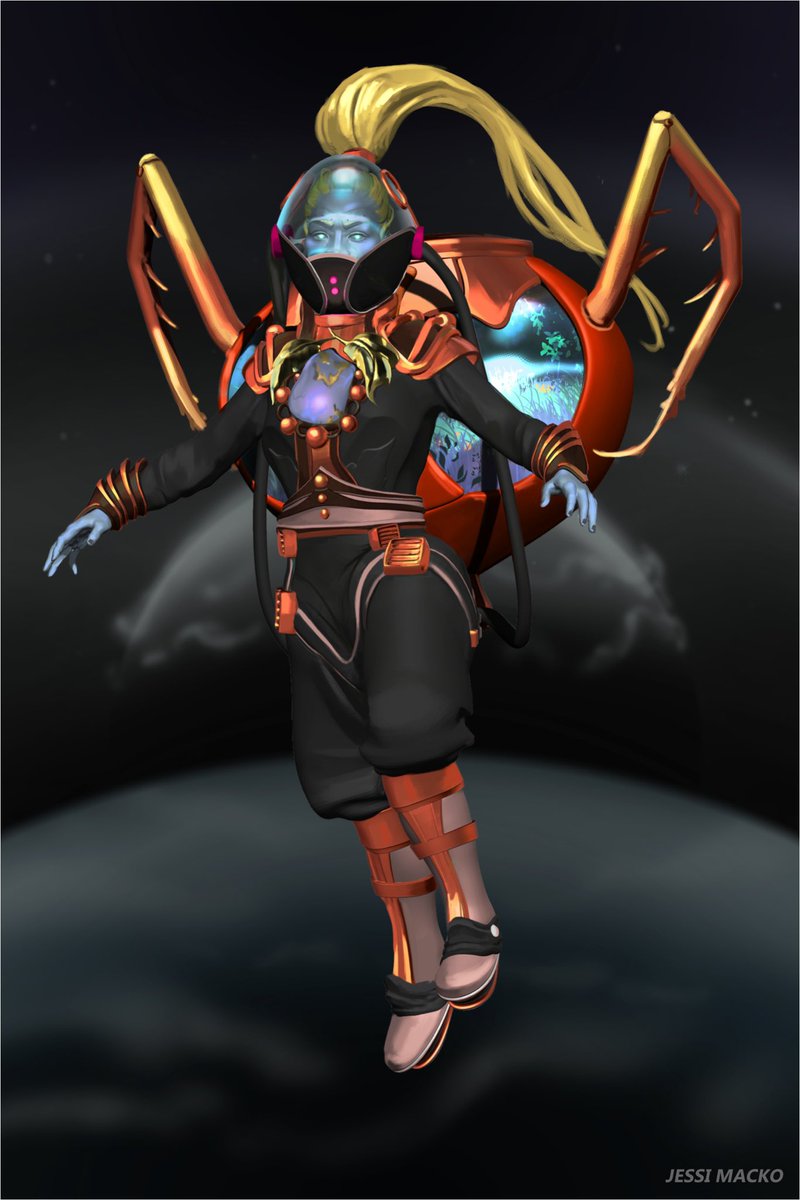 jessimackoart's tweet photo. My submission for the #atomhawkreturn contest this year! Esther the intergalactic herbalist ๐ฟ Loved working on this ๐
#characterart #characterconcept #3dart https://t.co/aZEFqqWeKl