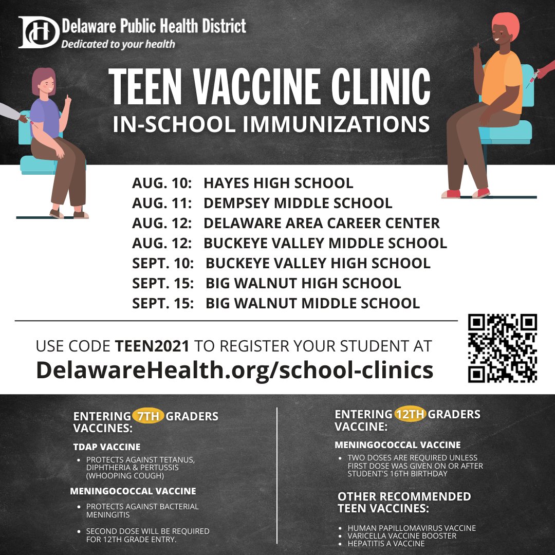 DelawareHealth's tweet image. As August is National Immunization Awareness Month, we want parents &amp;amp; caregivers to know they have the power to protect their students against vaccine-preventable diseases! Visit delawarehealth.org/school-clinics/ for more details on our upcoming teen clinics!