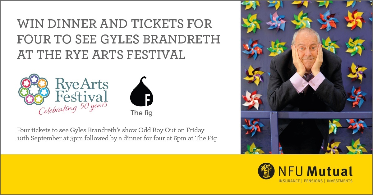 Head over to @nfumtenterden Facebook page to enter and learn about our new prize draw! 🎭 We are giving away four tickets to one lucky winner, to see Gyles Brandreth at the @Ryearts, followed by dinner for four at The Fig, Rye. 

#win #ryeartsfestival #eastsussex