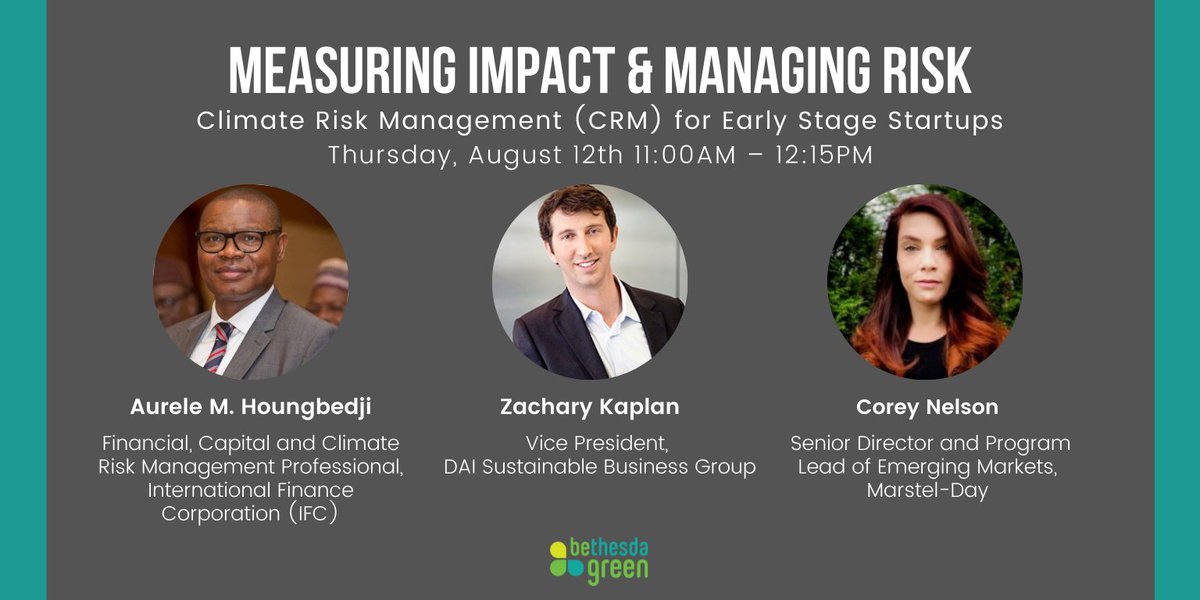 Join us this Thursday at 11 am ET for a webinar on Climate Risk Management for Early Stage Startups. Hear from our panel of experts! Register here: us02web.zoom.us/webinar/regist…
#BGInnovationLab #ClimateRiskManagement #CRM #Startups #Sustainability #GreenBusiness @simontondc