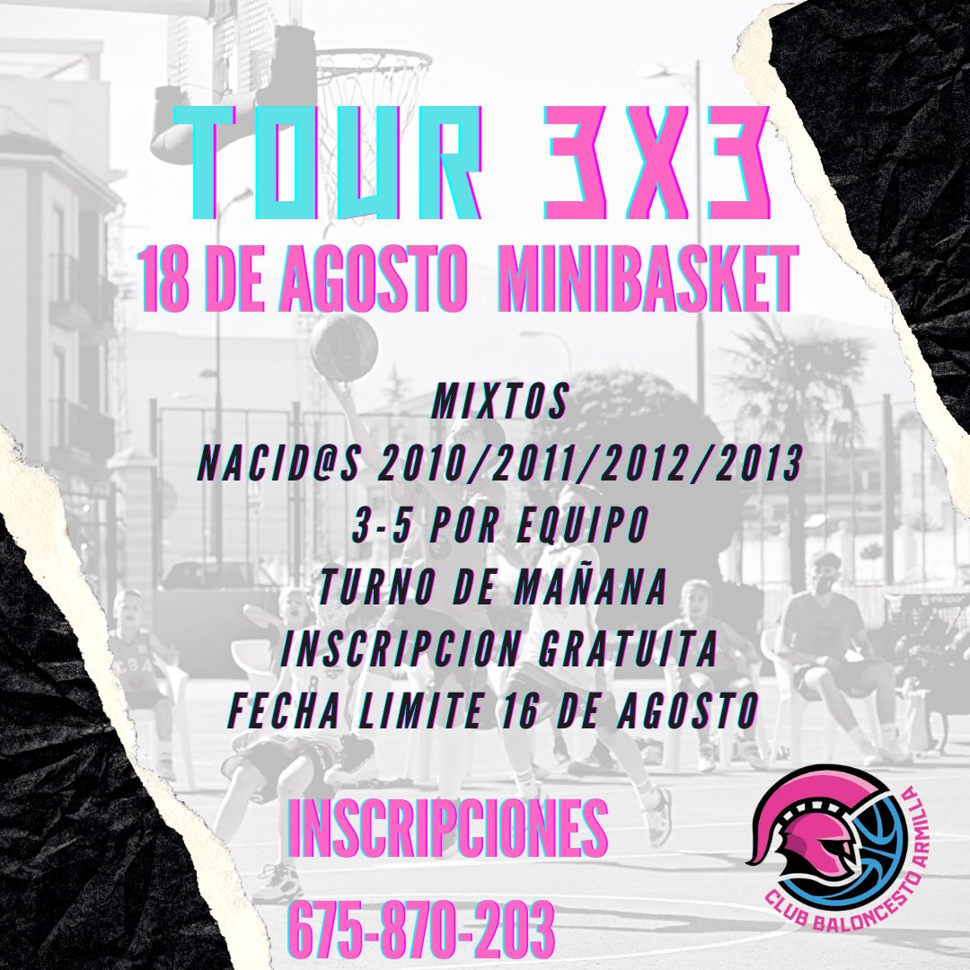 ARMILLACB's tweet photo. #MINIBASKET
🏀📑18 de Agosto ✍️
#Tour3x3
#CBAsummer21 https://t.co/47iBPd3WBG