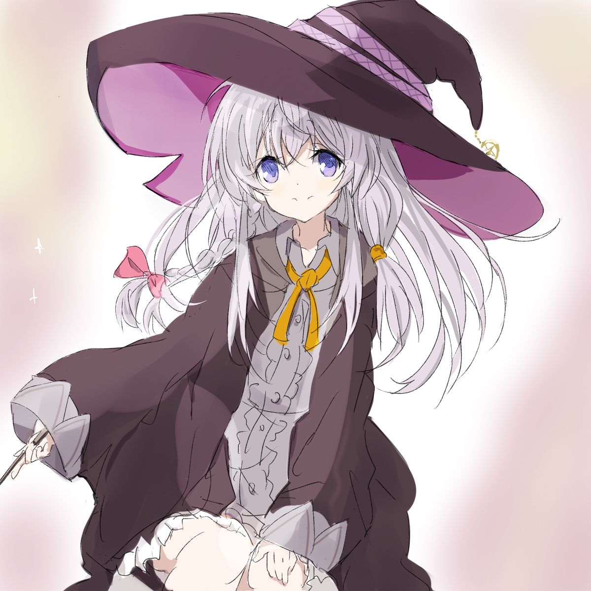 elaina (majo no tabitabi) 1girl hat solo witch hat long hair smile wand  illustration images