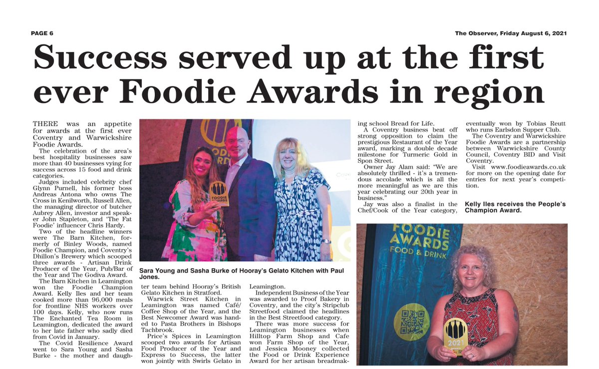 News of the first <a href="/foodieaward/">Local Foodie Awards</a> winners is STILL spreading. Thanks <a href="/strat_observer/">Stratford Observer</a> . . . <a href="/TalkBusinessUK/">TalkBusiness</a> <a href="/eatwithellen/">Eat With Ellen</a> <a href="/visit_coventry/">Visit Coventry</a> <a href="/CovCityCentre/">Coventry City Centre</a>