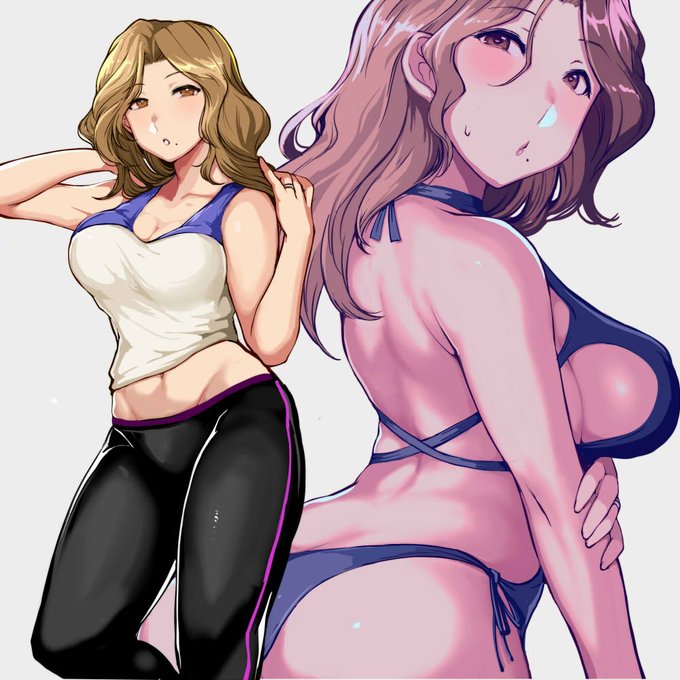 夏だから人妻の横に水着を描くと楽しい #キャラの横に水着を描くと楽しい 