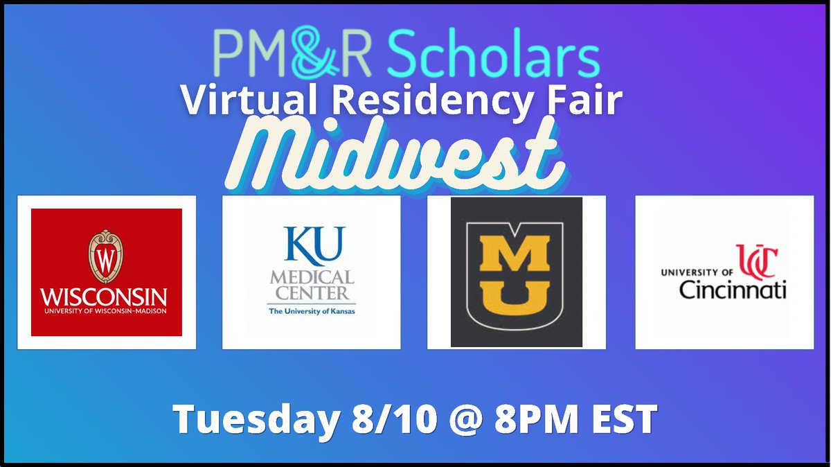 PmrScholars's tweet photo. 🚨➡️Tomorrow⬅️🚨

⏰8PM ET

🔴#UofWisconsin (@MPoliakTunisMD)
🔵@KU_PMR 
🟡@MizzouPMR 
🔴@UCPMR 

✅To join, register @ https://t.co/HinYonOU44 https://t.co/Tti0fZyP3C
