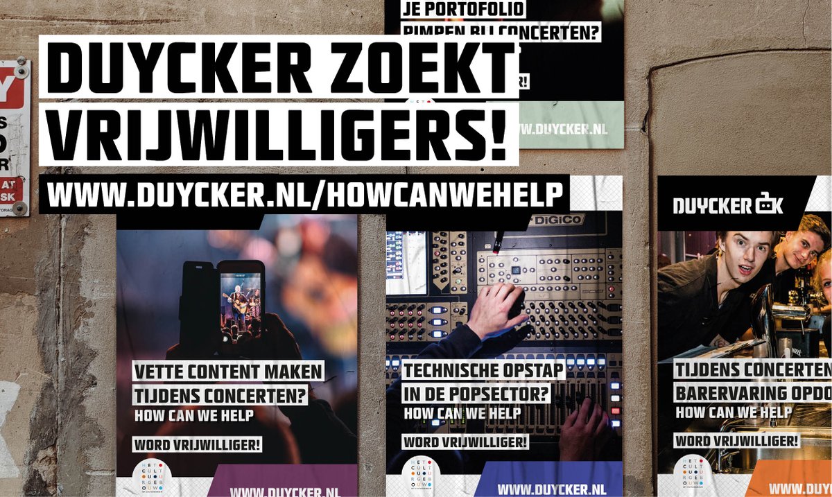 VACTURE ALERT! Wij zijn op zoek naar vrijwilligers! Meer info via: duycker.nl/howcanwehelp/