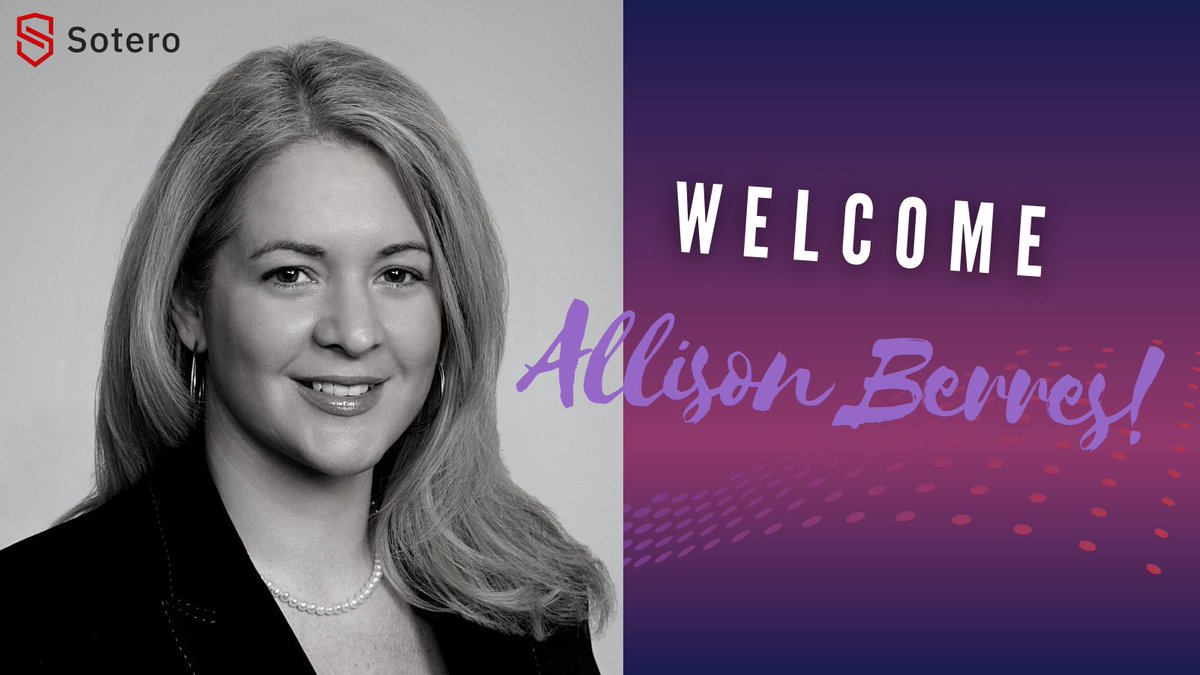 SoteroSecure's tweet image. 🏁 NEW HIRE ALERT 🏁 
A big welcome to our newest Soterian, Allison Berres!  Allison joins our Sales team and we&apos;re excited to have her on board! Welcome to the team.
.
.
.
#werehiring #dataencryptiontechnology #letsgetdowntobusiness