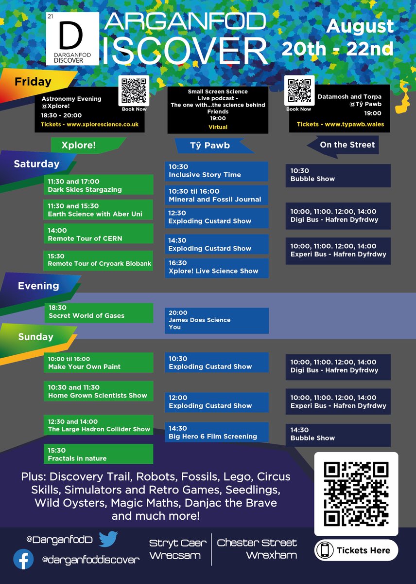 Xplore! Science Discovery Centre (@xplorescienceuk) on Twitter photo It's here the programme for Darganfod//Discover 2021 is live!
August 20th - 22nd 2021
Tickets - bit.ly/3wPvfkO
<a href="/TyPawb/">Tŷ Pawb</a> <a href="/XploreScienceUK/">Xplore! Science Discovery Centre</a> <a href="/DarganfodD/">Darganfod//Discover</a> #ISF
<a href="/hafrendcymru/">Hafren Dyfrdwy</a> <a href="/ianrusselluk/">Ian Russell</a> @samuel_gregson <a href="/Technocamps/">Technocamps</a> <a href="/lightyear_fdn/">Lightyear Foundation</a> <a href="/WrexhamEvents/">Wrexham Events</a>
<a href="/love_wrexham/">Love Wrexham Magazine</a> #Wrexham It's here the programme for Darganfod//Discover 2021 is live!
August 20th - 22nd 2021
Tickets - bit.ly/3wPvfkO
<a href="/TyPawb/">Tŷ Pawb</a> <a href="/XploreScienceUK/">Xplore! Science Discovery Centre</a> <a href="/DarganfodD/">Darganfod//Discover</a> #ISF
<a href="/hafrendcymru/">Hafren Dyfrdwy</a> <a href="/ianrusselluk/">Ian Russell</a> @samuel_gregson <a href="/Technocamps/">Technocamps</a> <a href="/lightyear_fdn/">Lightyear Foundation</a> <a href="/WrexhamEvents/">Wrexham Events</a>
<a href="/love_wrexham/">Love Wrexham Magazine</a> #Wrexham