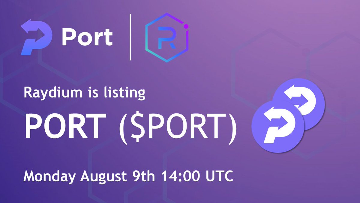 port_finance's tweet photo. The $PORT token will be live on @RaydiumProtocol ⚡️

Trading opens at: 2021-08-09  14:00 PM UTC

$RAY $PORT https://t.co/ZdkiWUEJuI
