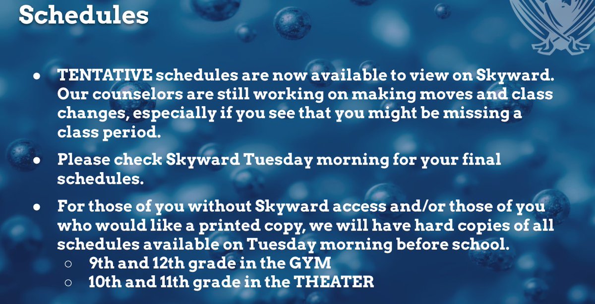 Info about schedule pickup Tuesday morning!