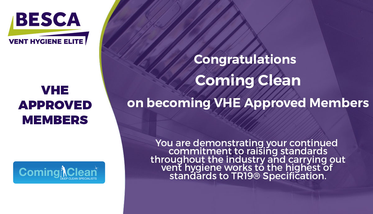Congratulations Coming Clean Deep Clean Specialist on becoming a #VHE Approved Member.

We would like to commend your commitment towards #compliance and best practice in the industry!

You are now listed on our Approved Member list, check it out here, ow.ly/jUvn50EO9wk