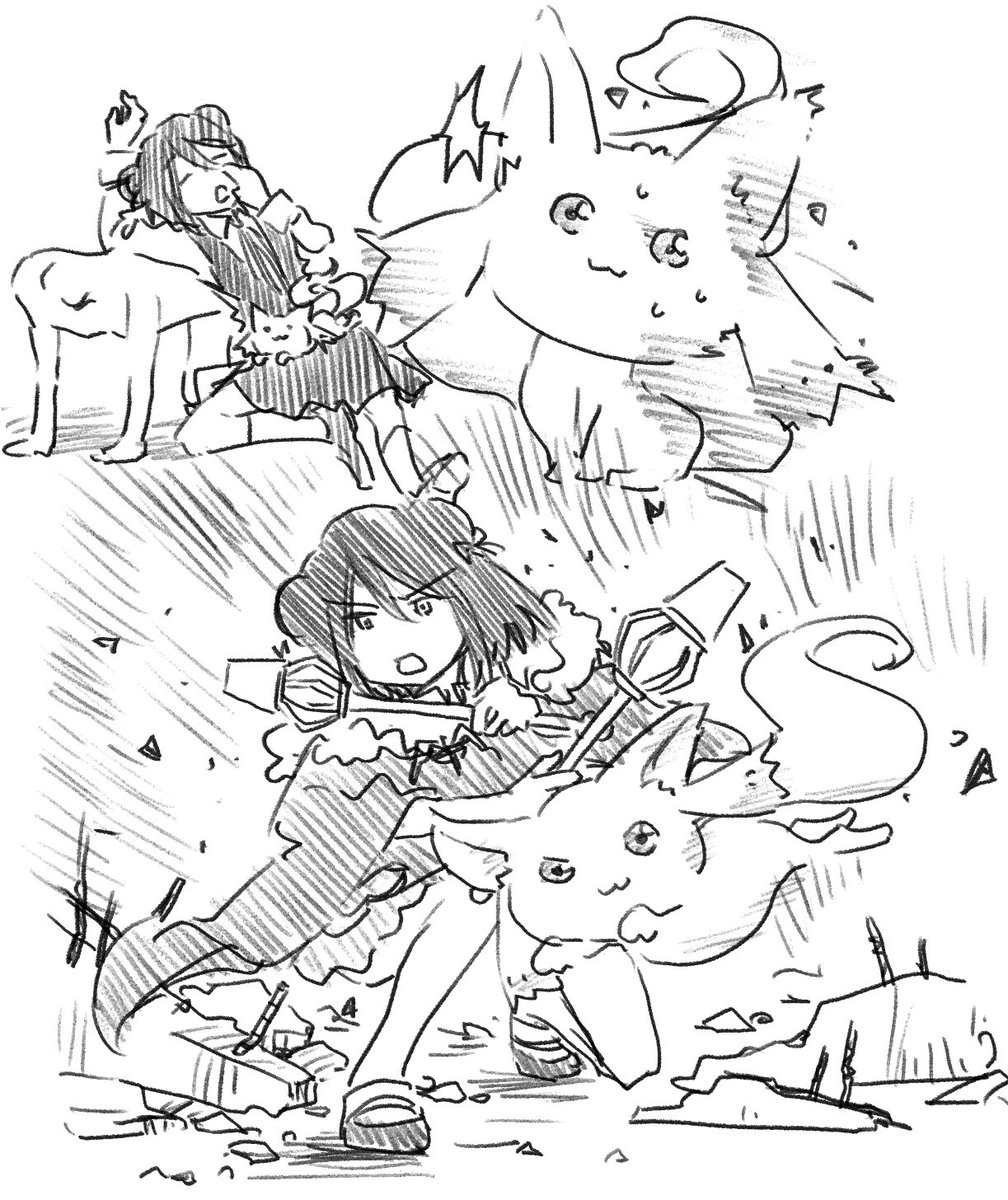 小さいキュウべぇと共闘する黒江ちゃん 